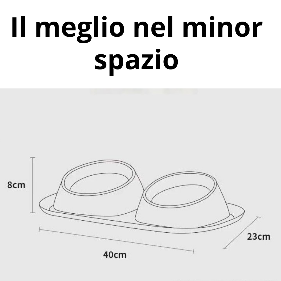 Ciotola per gatti inclinata 15° con vassoio di recupero