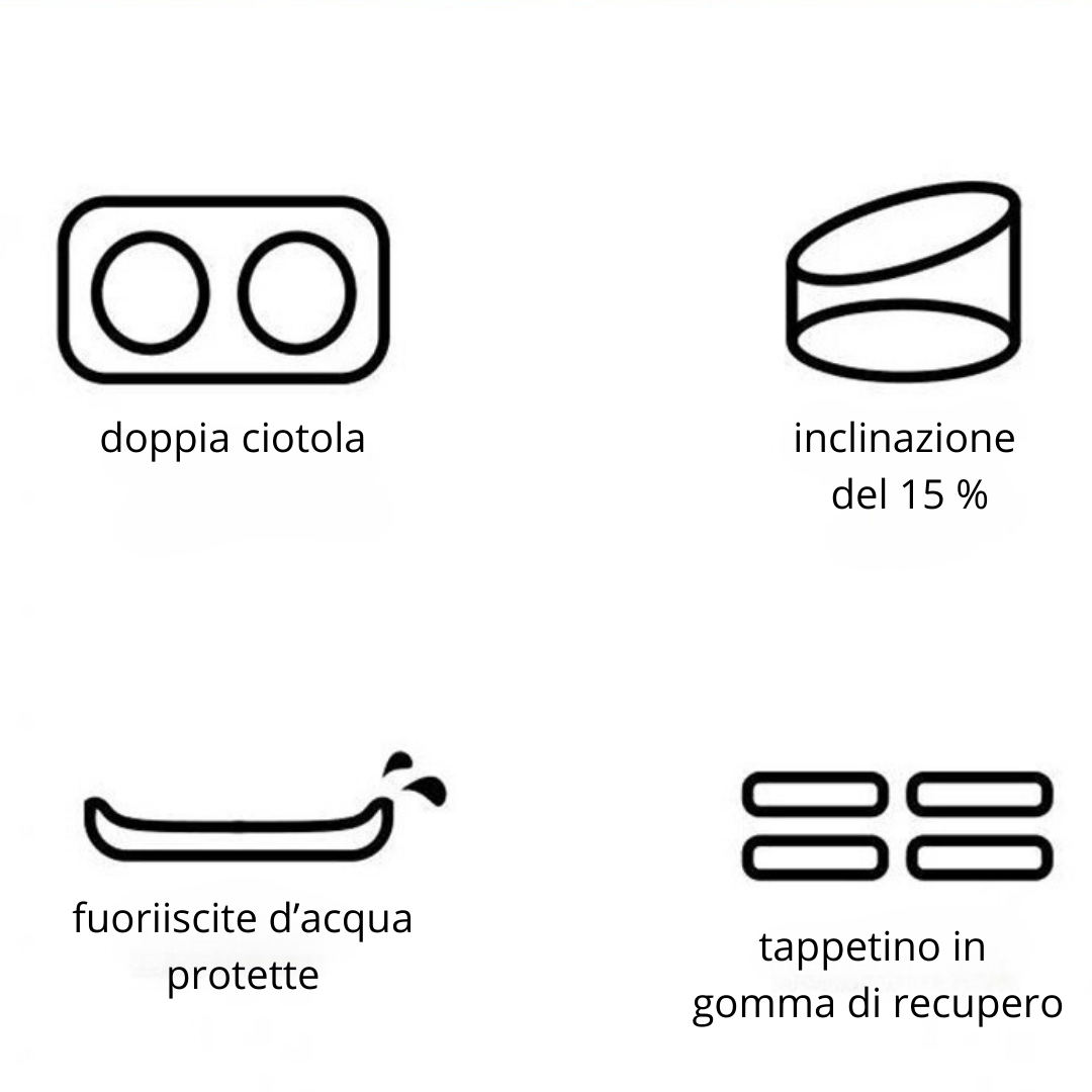 Ciotola per gatti inclinata 15° con vassoio di recupero