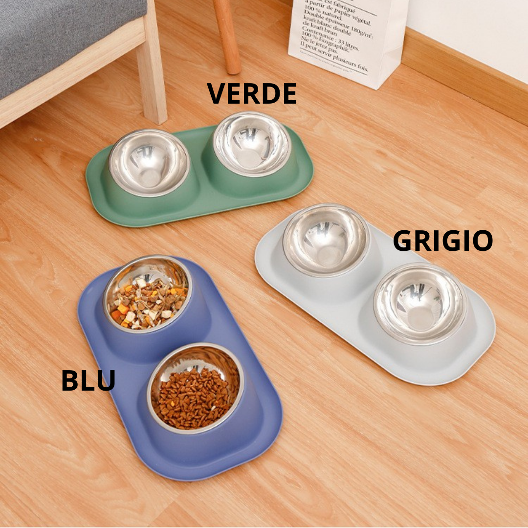 Ciotola per gatti inclinata 15° con vassoio di recupero